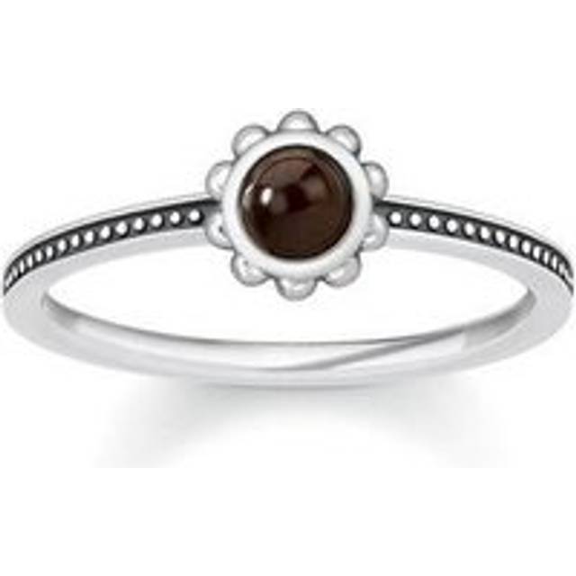 Thomas Sabo Glam and Soul Sterling Silver Ethnic Tigers Eye Flower Ring D - 52