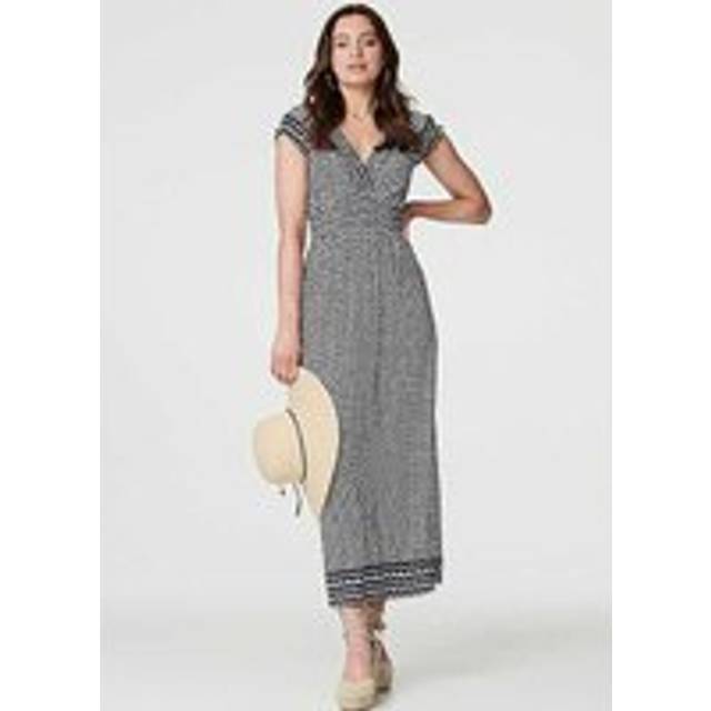 Geo Border Print Empire Maxi Dress - Navy - Size 16 - Izabel London