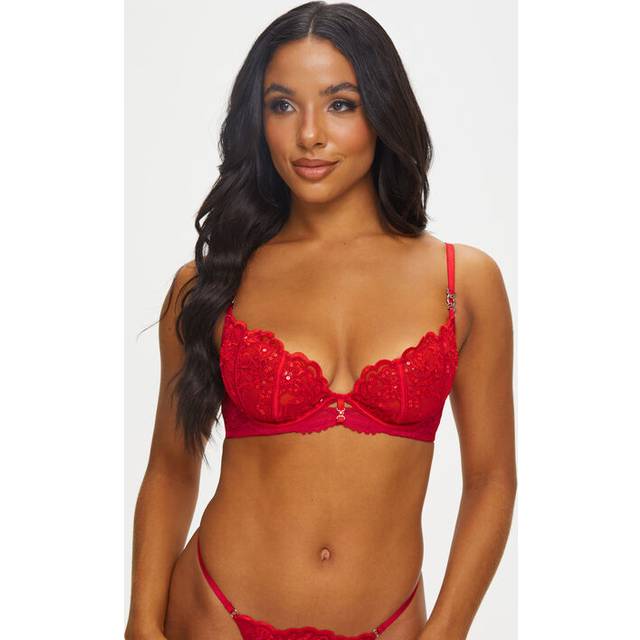 Ann Summers The Icon Non Padded Plunge Bra, Red 36D - red