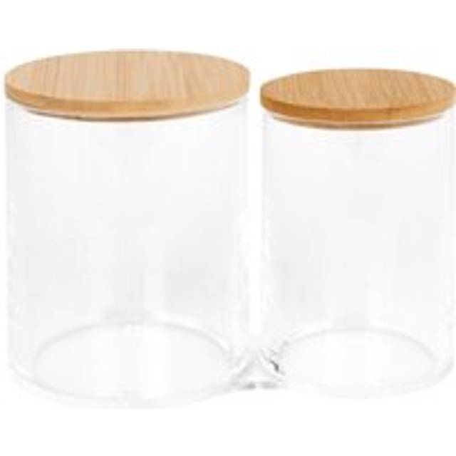 Twin Bathroom Canister with Bamboo Lid