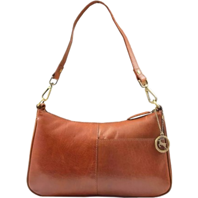 Womens Classic Leather Shoulder Cross Body Bag ATHENS (Cognac)