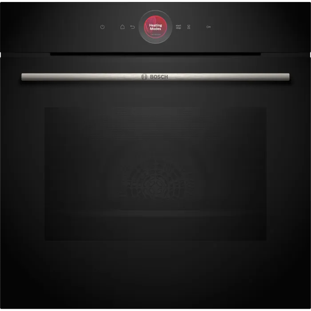 Bosch HBG7741B1, Serie 8 Smarter Einbau-Backofen, 60 x 60 cm, Made in Germany, Schwarz, Pyrolyse & Hydrolyse Selbstreinigung, Air Fry, Back Assist, 4D Heißluft, Farb-Touchscreen & Bedienring