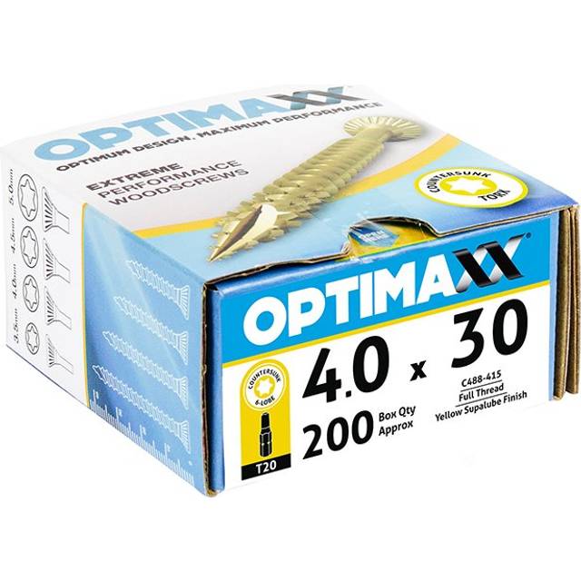 Optimaxx TX Countersunk Passivated Wood Screw - 4 x 30mm - Pack of 200