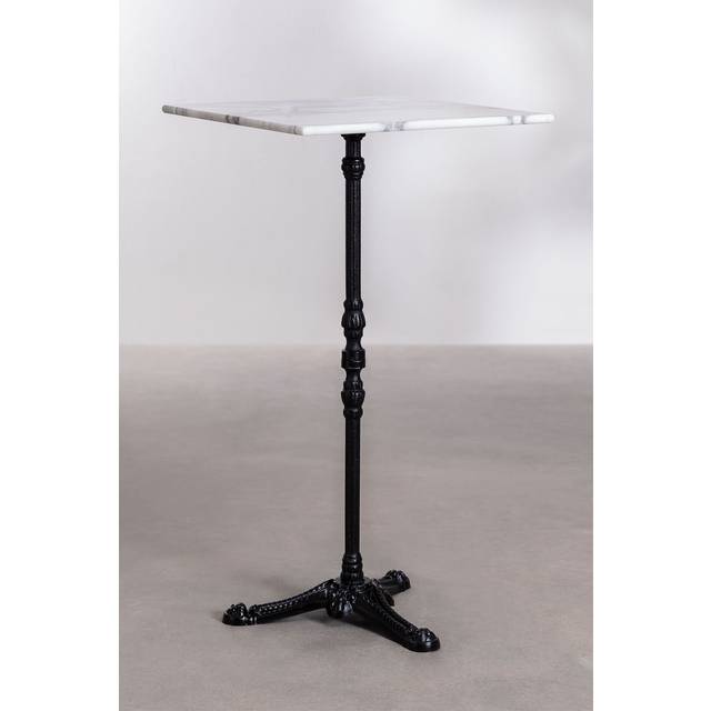 High Bar Table In Roma Marble White & Quadrata Black Sklum