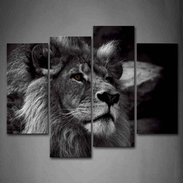 Black and White Lion Head Portrait Wall Art Painting Pictures Print On Canvas Animal The Picture for Home Modern Decoration