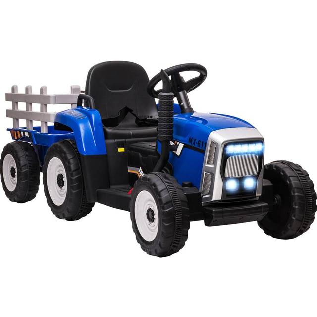 HOMCOM Ride on Tractor with Detachable Trailer - Remote Control - Music - Blue | TJ Hughes