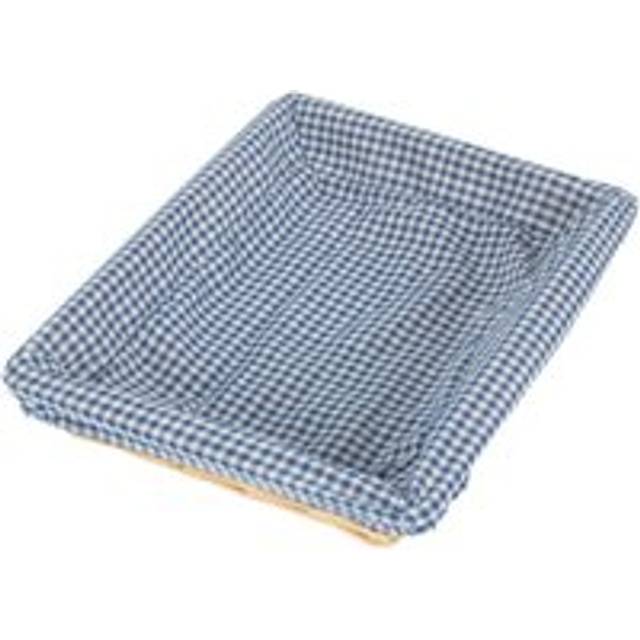 Flat Rectangular Wicker Tray - Blue Checked