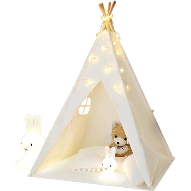 IREENUO Teepee Tent for Kids with Fairy Lights & Carry Case & Floor Mat, Foldable Children Play Tents Playhouse Toys for Girls/Boys Indoor &