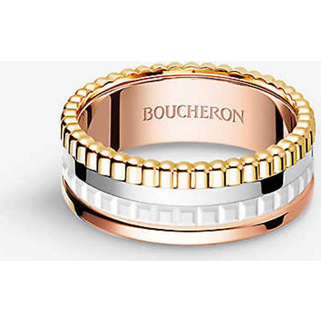 Boucheron Mens Yellow Quatre 18ct White, Rose-gold and Ceramic Ring 52mm - YELLOW