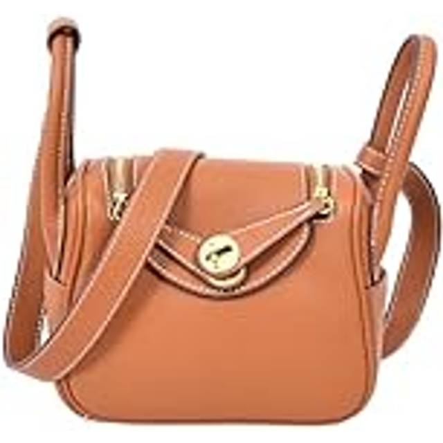 Womens Faux Leather Shoulder Bag Mini Fashion Handbag Celeste White - Brown - Small