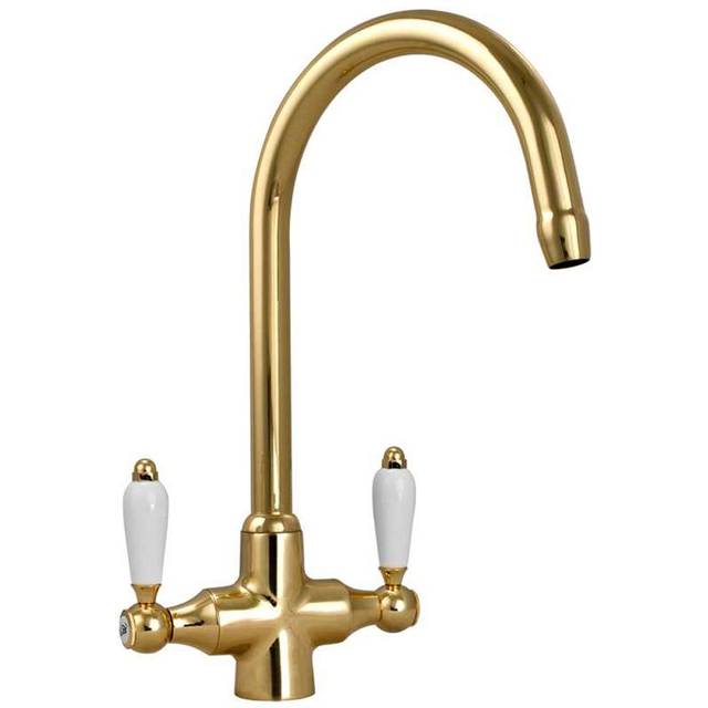 Astini colonial english gold & white handle kitchen mixer tap & filter kit