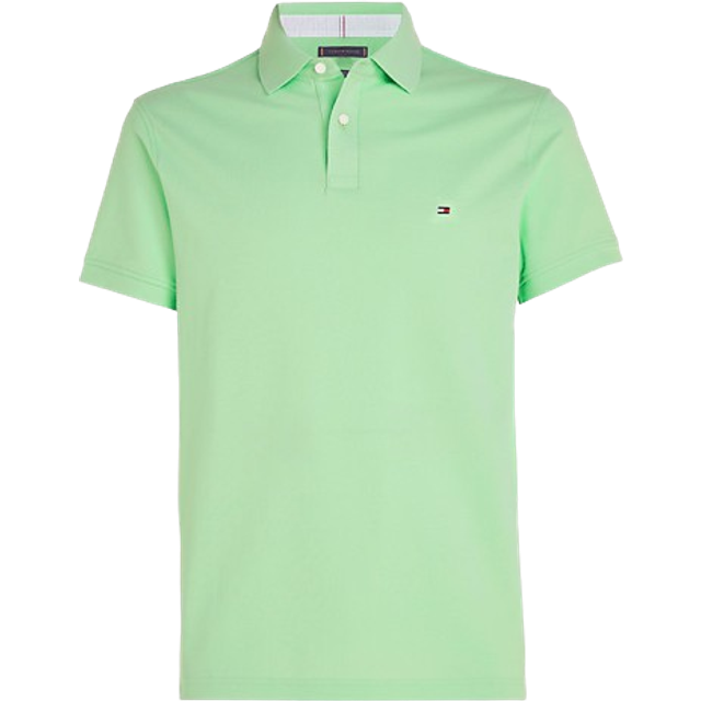 Tommy Hilfiger, Polo Shirts, male, Green, S, Regular Fit Cotton Polo with Logo Embroidery