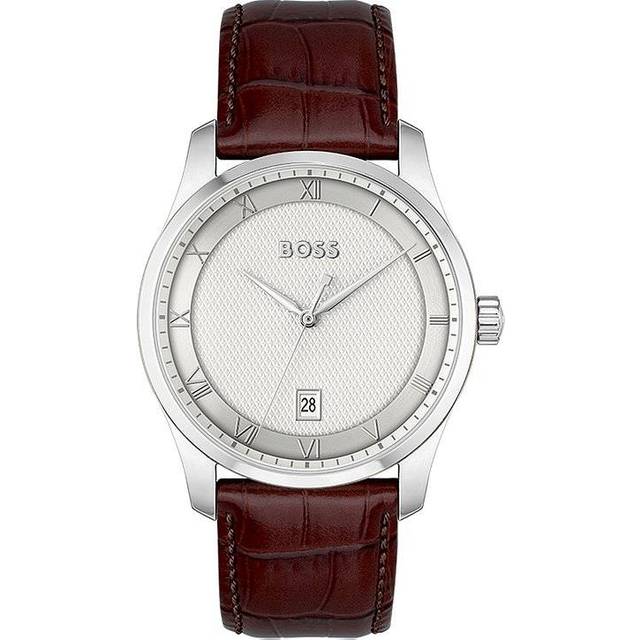 Boss Watches Men&apos;s Brown Leather Principle Watch