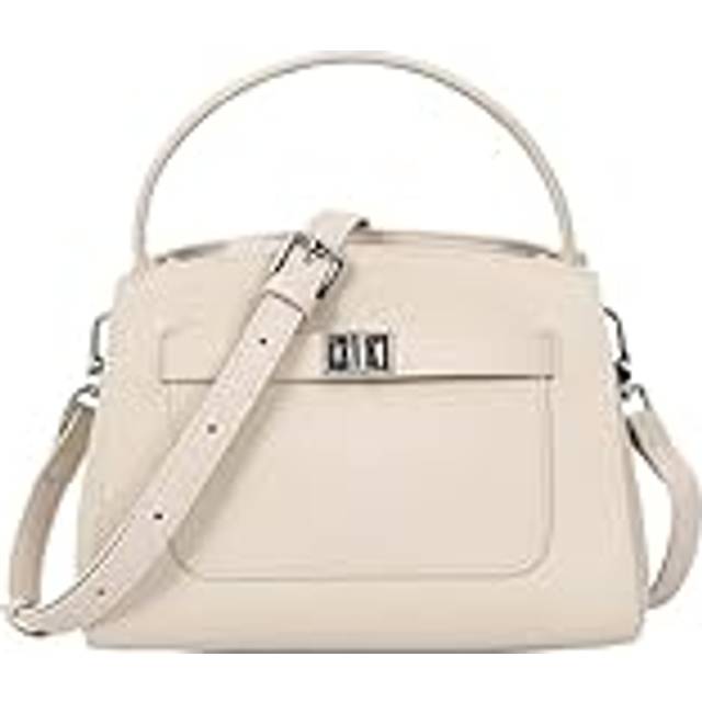 Womens Real Leather Handbag Top Handle Small Shoulder Bag Lydia White