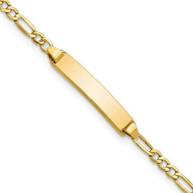 10K Yellow Gold Semi-Solid Figaro Link ID 5.5 in. Bracelet