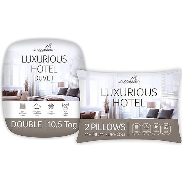 Hotel Quality 10.5 Tog All Year Round Duvet With 2 Pillows - White - Double