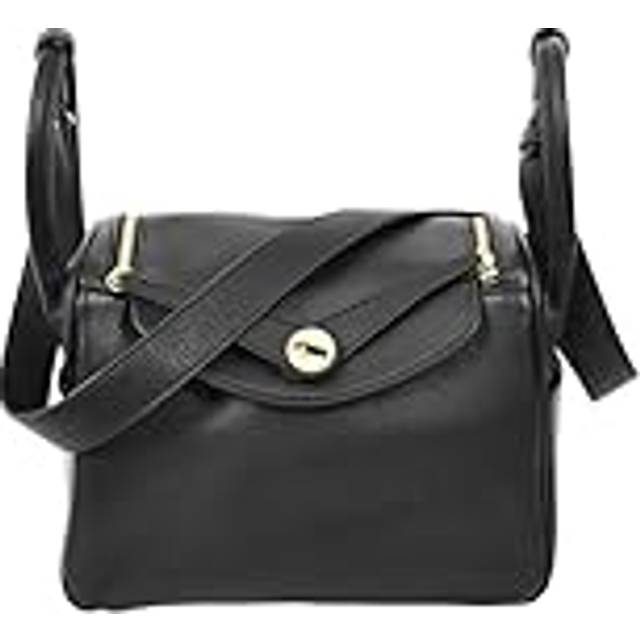 Womens Faux Leather Shoulder Bag Fashion Handbag Rose Brown - Black - Medium