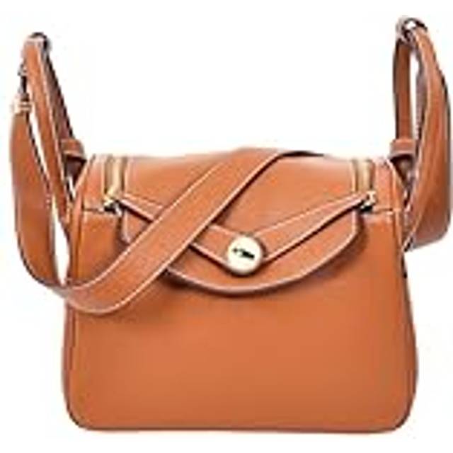 Womens Faux Leather Shoulder Bag Fashion Handbag Rose Brown - Medium