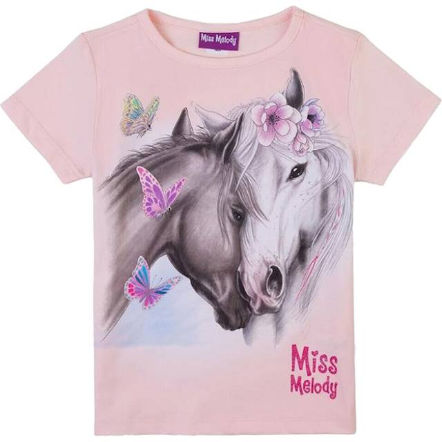 Miss Melody Kids Round Neck Printed T-Shirt - Pink Print