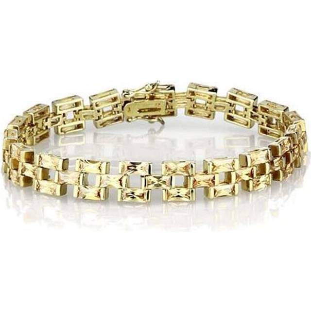 Alamode LOS601-8 Women Gold 925 Sterling Silver Bracelet with AAA Grade CZ in Champagne - 8 in.