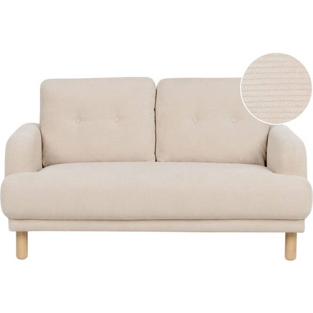 Beliani 2 Seater Corduroy Sofa Beige Tuve, Brown
