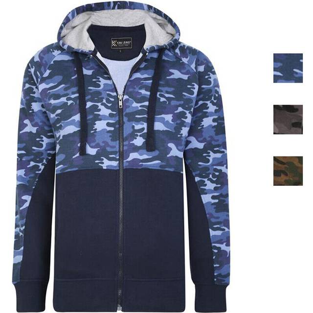 Kam camo hoodie fleece lined zip up hood army themed drawstring pocketed 2xl-8xl
