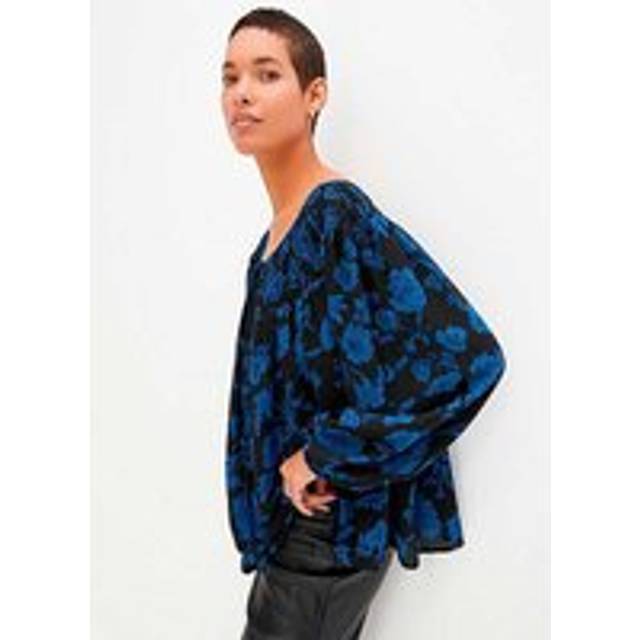 bonprix Smocked Floral Tunic - Black Blue