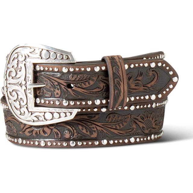 Women's Studded Tooled Embossed Belt in Brown, Size Medium, by Ariat