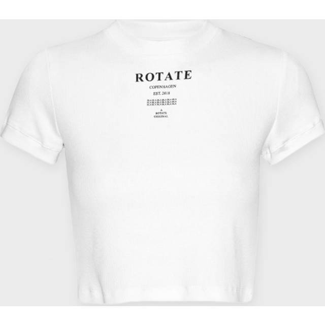 Rotate Sunday Cropped Cotton-Blend Jersey T-Shirt - M - White