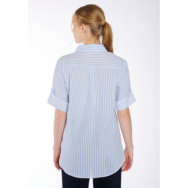 Hailys Stripe Short Sleeve Blouse - Light Blue Stripe