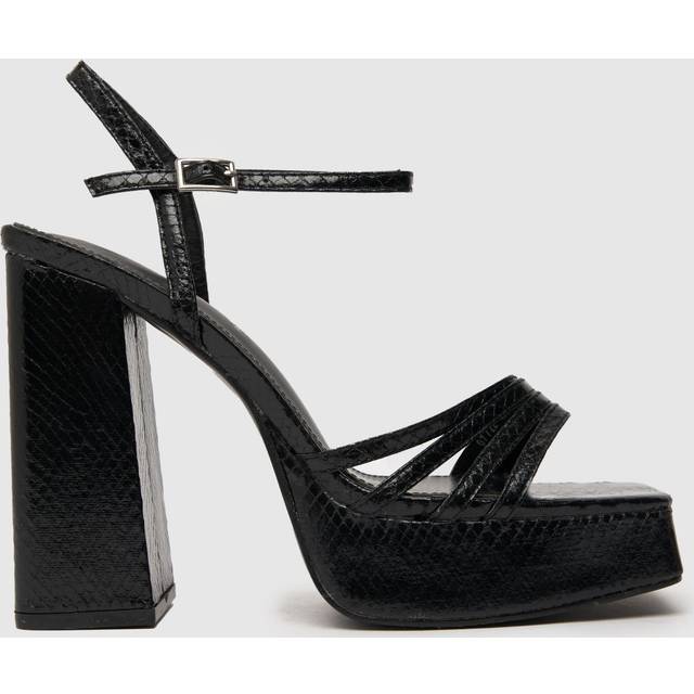 schuh Skylar Snake Square Toe High Heels in Black