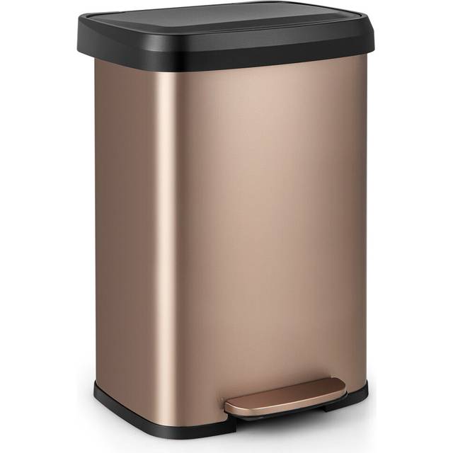 50L Rectangular Waste Bin Stainless Steel Step Trash Can Recycling