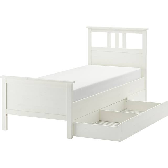 HEMNES sängstomme med 2 sänglådor, vitbets/Lönset, 90x200 cm