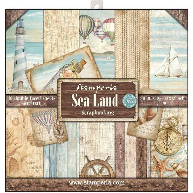 "Stamperia Double-Sided Paper Pad 12""X12"" 10/Pkg-Sea Land, 10 Designs/1 Each SBBL37"