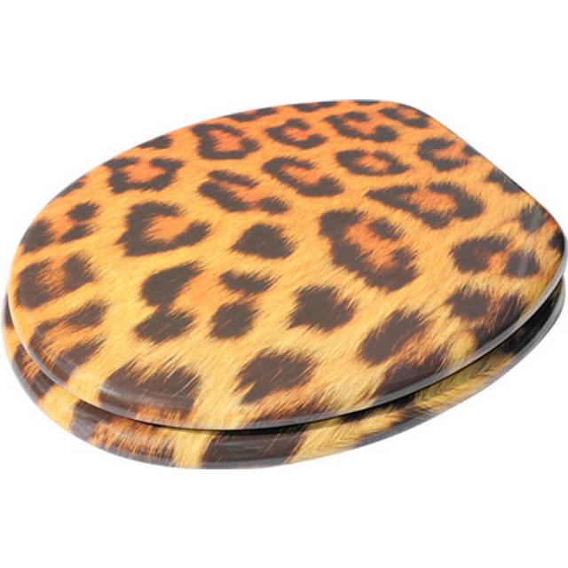 Sanilo Soft Close Toilet Seat, Stable Hinges, Easy to Mount, Wooden Toilet Seat Leopard