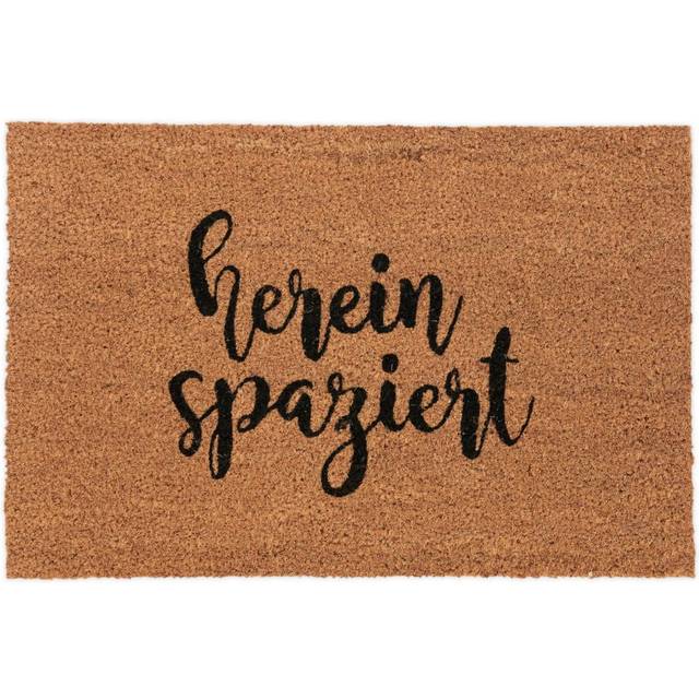 Relaxdays - doormat coconut, 60x40 cm, Come in, non-slip doormat, indoor & outdoor door mat, natural/black