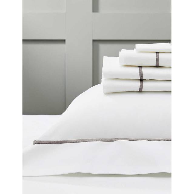 The White Company White/mink Savoy Cotton Flat Sheet Double - White/Mink