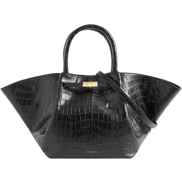 Demellier Womens Black Croc Effect the Midi New York Leather Tote Bag 22x48x15cm