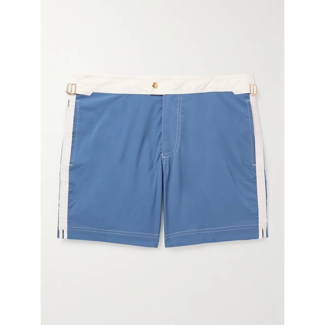 TOM FORD - Slim-Fit Mid-Length Striped Swim Shorts - Men - Blue - IT 46