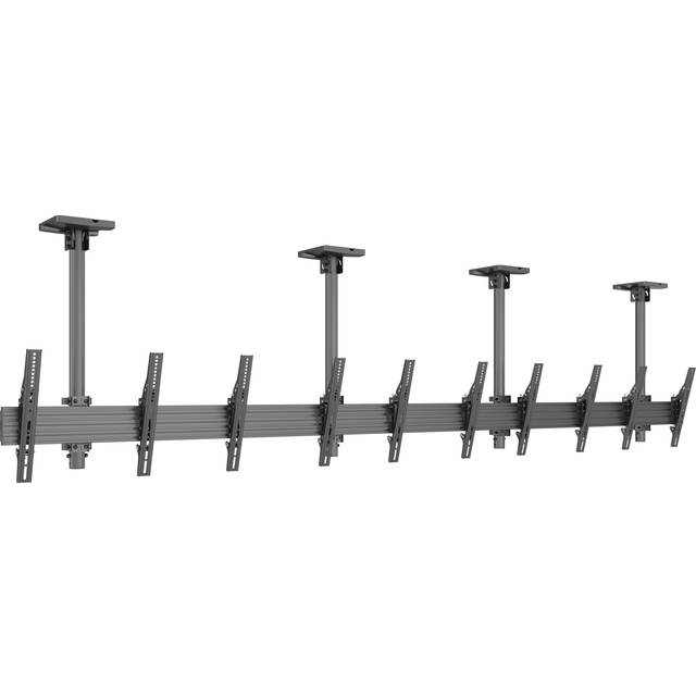 Multibrackets M Menu Board Mount Pro MBC5X1U - Monteringssats (kabelhanteringsklämma, 4 förlängningsrör (80 cm), 4 stångklämmor, 4 takplattor med skydd, 5 lutningsarmar, 6 förlängningsskenor, 6 enkla skärmskenor (1 m), enkel skärmskena (48 cm)) - en sida