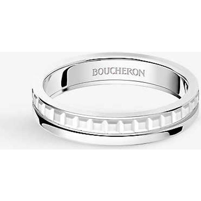 Boucheron Womens White Gold Quatre Double Edition 18ct White-gold and Hyceram Wedding Band T.25 - WHITE GOLD