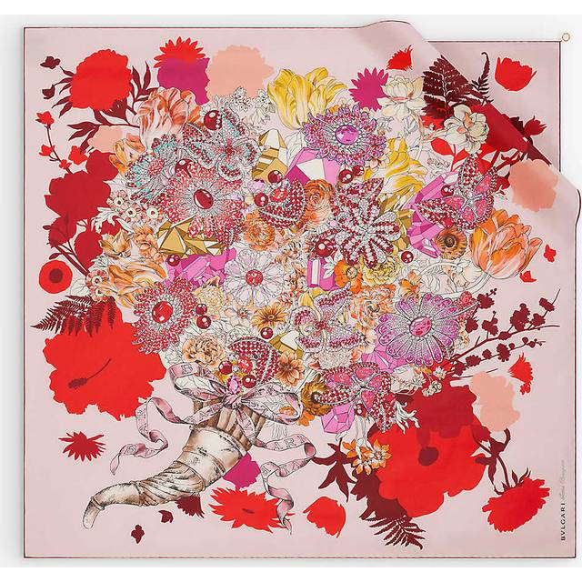 Bvlgari Womens Pink Light Gems Bouquet Graphic-print Silk-twill Scarf 1 Size - PINK LIGHT
