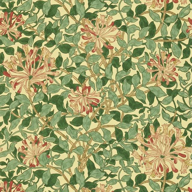 Morris & Co Standen Beige Brick Red tapet