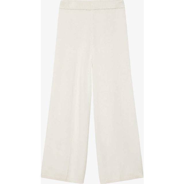 Joseph Womens Oyster White Cropped Wide-leg Mid-rise Stretch-silk Blend Trousers S - OYSTER WHITE