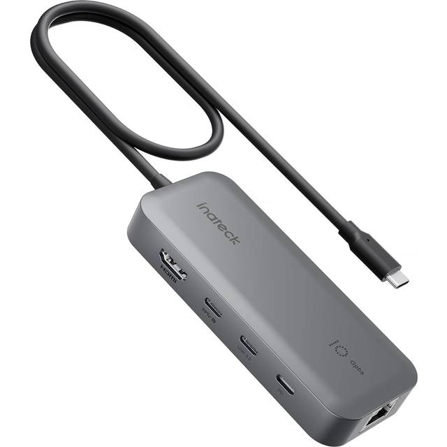 Inateck 10 i 1 USB C-hub, 4K 60Hz HDMI-dockningsstation, USB C-video data, 100 W PD, 10 Gbps 2 USB 3.2 C, 2 USB 3.0 A, RJ45 Ethernet, SD/TF, 50 cm kabel, för Windows 7/10/11, Linux, MacOS 10.2, HB2030
