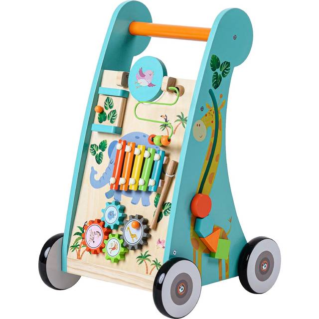 Teamson Kids - Preschool Play Lab Safari Animal Wooden Baby Walker, Blue