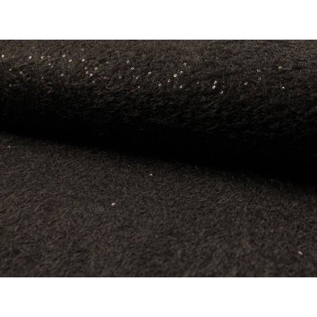 Deadstock Sequin Faux Fur Fabric Dark Brown