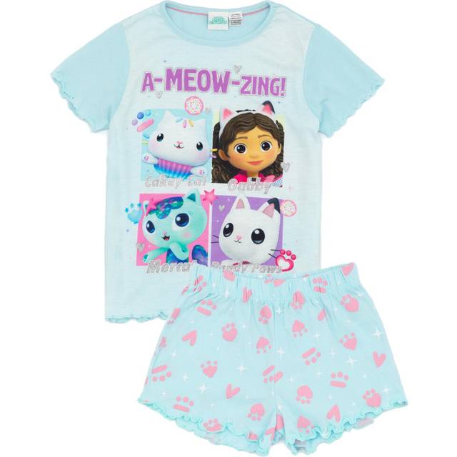 (4-5 Years) Gabby's Dollhouse Short Sleeve Short Leg Pyjama Set (Girls Blue)