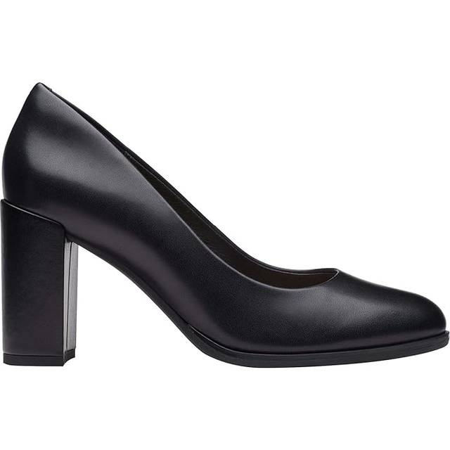 Clarks Damer Freva85 Court Pump, Black Leather, 37 EU, Svart läder, 37 EU