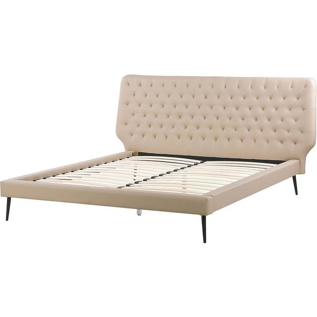 Bedroom Set Faux Leather ESSONNE 160 x 200 cm (EU King Size) Beige